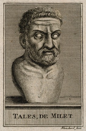 Thales of Miletus. Line engraving by Blanchard.