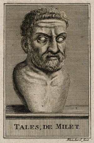 view Thales of Miletus. Line engraving by Blanchard.