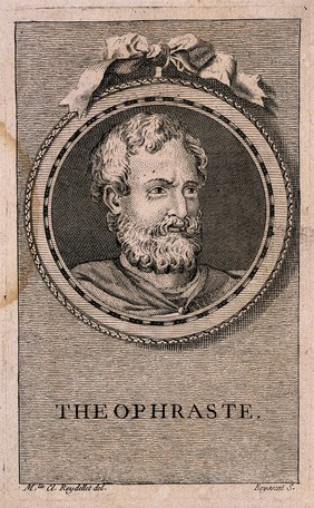 Theophrastus. Line engraving by Beyssent after Mlle Cl. Reydellet.