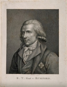 Sir Benjamin Thompson, Count von Rumford. Line engraving by T. Müller.