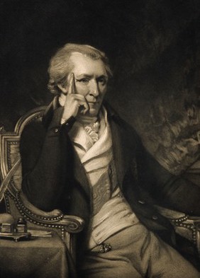 Sir Benjamin Thompson, Count von Rumford. Mezzotint by J. R. Smith, 1801, after himself.