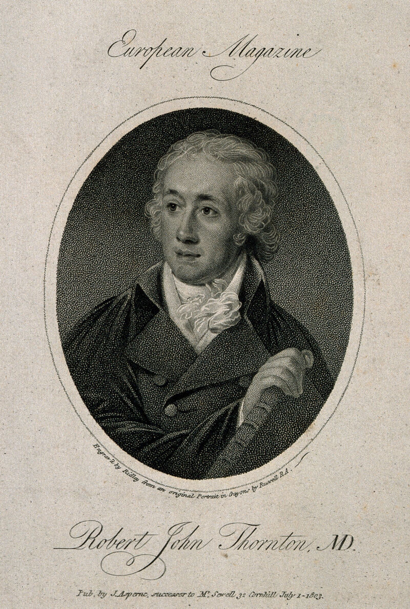 Robert John Thornton. Stipple engraving by W. Ridley, 1803, after J. Russell., by John Russell