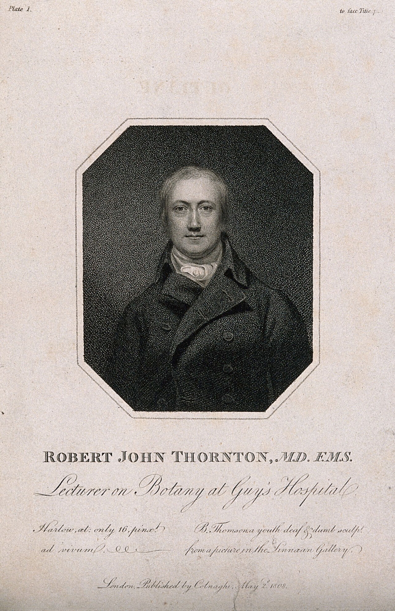 Robert John Thornton. Stipple engraving by B. Thomson, 1808, after G. H. Harlow., by George Henry Harlow