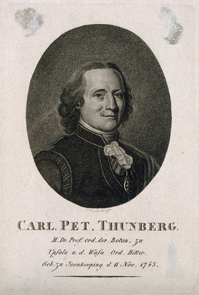 Carl Peter Thunberg. Stipple engraving by C. Westermayr.