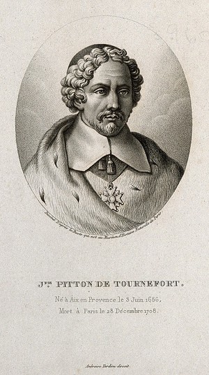 view Joseph Pitton de Tournefort. Stipple engraving by A. Tardieu.