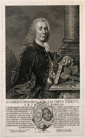 Christoph Jacob Trew. Line engraving by G. Lichtensteger, 1770, after D. van der Smissen, 1748.