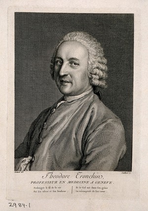 view Théodore Tronchin. Line engraving by R. Gaillard, 1782, after J.E. Liotard.