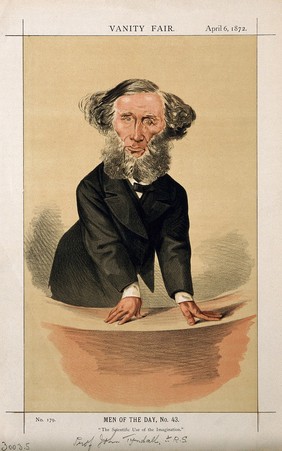 John Tyndall. Colour lithograph by A. Cecioni, 1872.