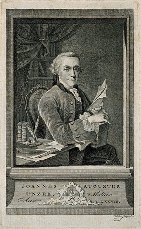 Johann August Unzer. Line engraving by R. Vinkeles, 1767.