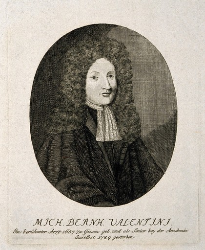 Michael Bernardus Valentini. Line engraving.