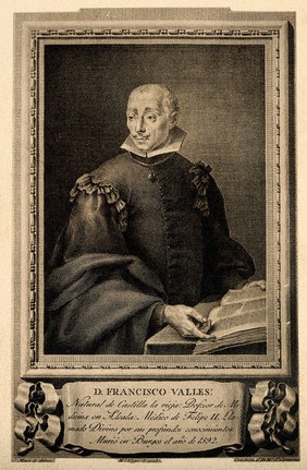 Francisco Valles. Reproduction of line engraving by M. Allegro after J. Maea.