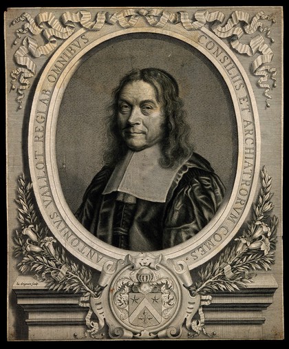 Antoine Vallot. Line engraving by J. Grignon.