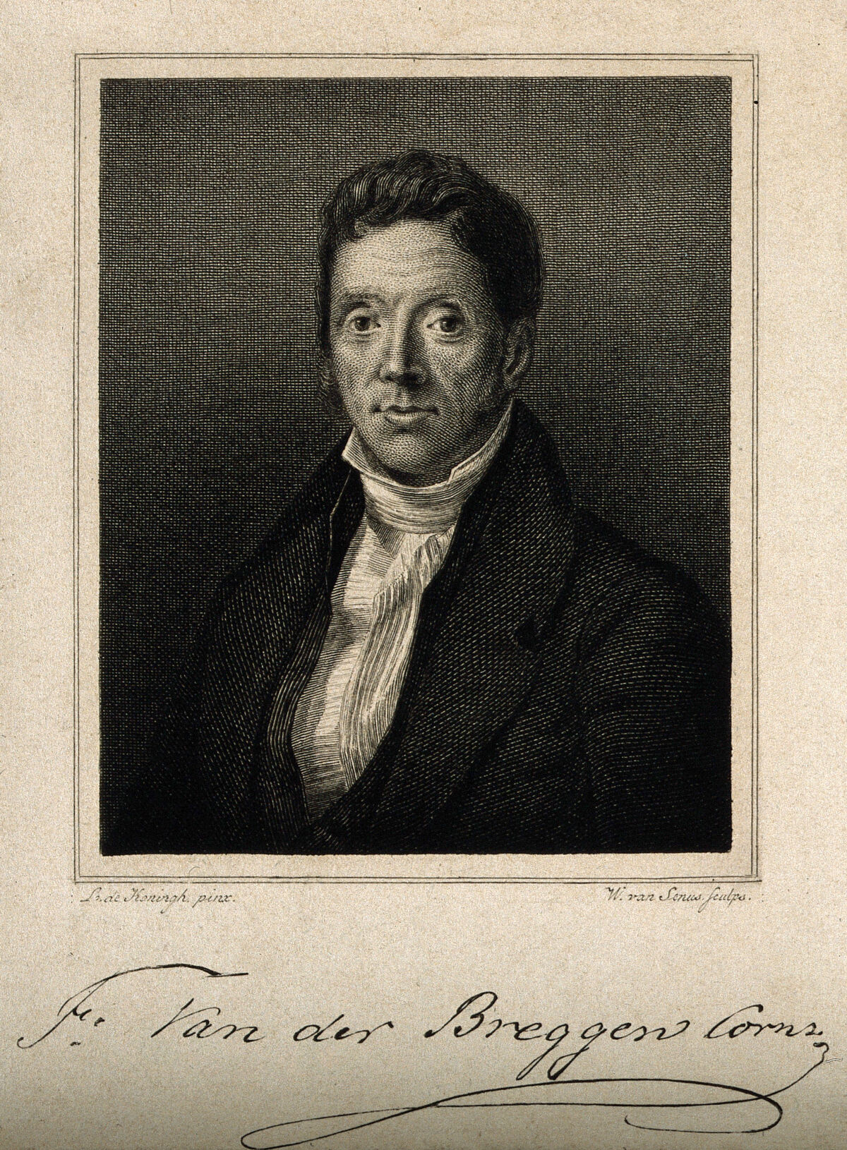 Frans van der Breggen. Line engraving by W. van Senus after L. de Koningh., by Leendert de Koningh