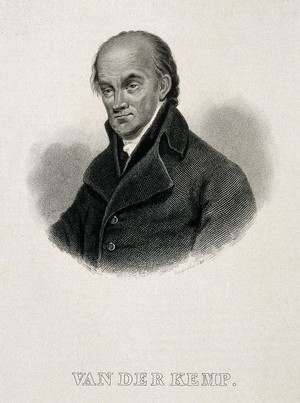 view Johannes Theodorus van der Kemp. Engraving after C. A. d'Hardiviller, 1835.