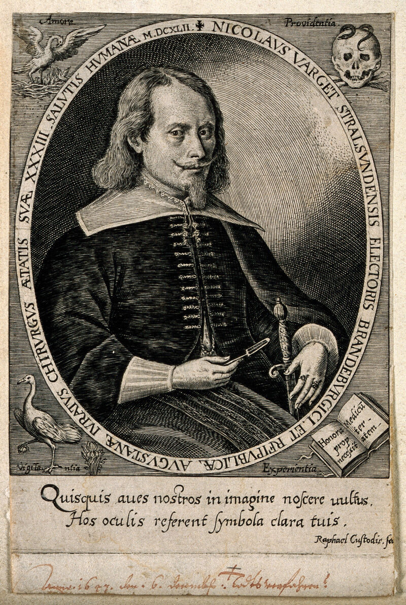 Nicolaus Varget. Line engraving by R. Custos, 1642., 1642, by Raphael Custos