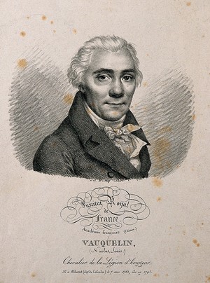 view Nicolas Louis Vauquelin. Lithograph by J. Boilly, 1820.