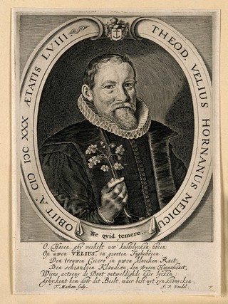 Theodor Velius. Line engraving by T. Matham.