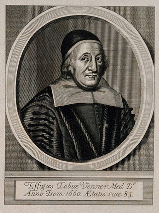 Tobias Venner. Line engraving by W. Richardson, 1801, after W. Faithorne, 1660.
