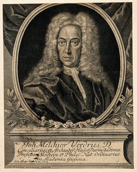 Johann Melchior Verdries. Line engraving by M. Bernigeroth after C. M. Pronner [Prenner?].