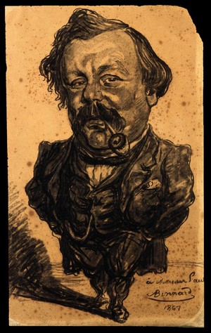 view Pierre Véron. Charcoal drawing, 1867.