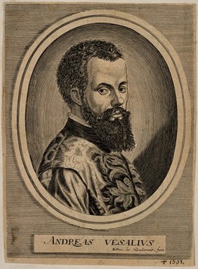 Andreas Vesalius. Line engraving by E. de Boulonnois, 1682.