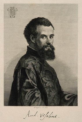 Andreas Vesalius. Line engraving by C. Onghena, 1841.