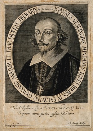 view Johann Vesling. Line engraving by J. Georgi, 1647.