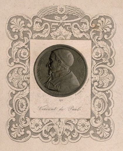 Saint Vincent de Paul. Line engraving by A. Collas after N.M. Gatteaux.