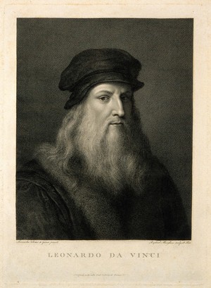 view Leonardo da Vinci. Line engraving by R. Morghen after Leonardo da Vinci.