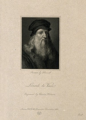 view Leonardo da Vinci. Stipple engraving by J. Posselwhite.