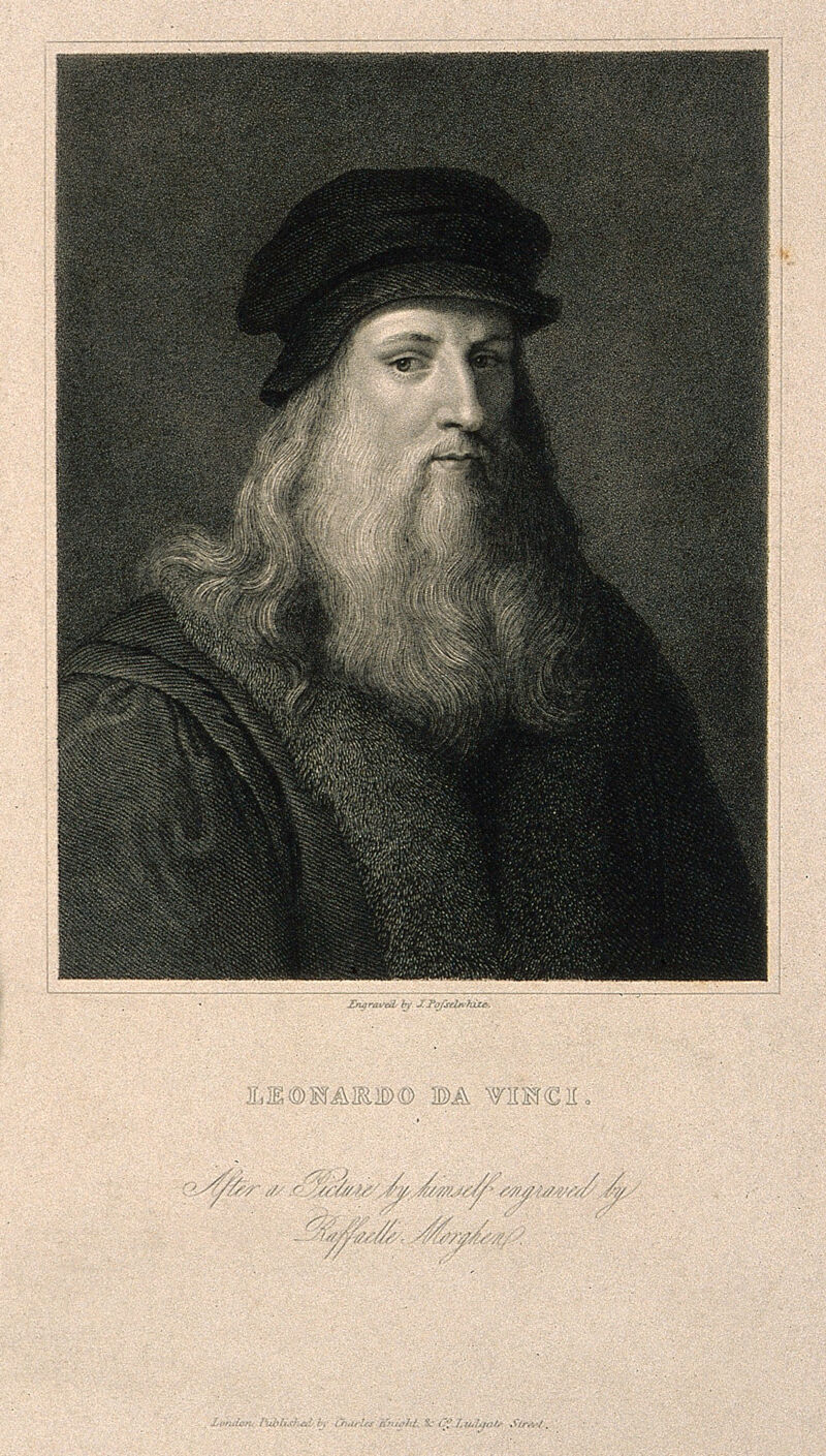 Leonardo da Vinci. Line engraving by C. Warren, 1824., by Charles Warren