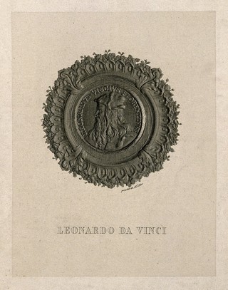 Leonardo da Vinci. Line engraving by A. Collas.