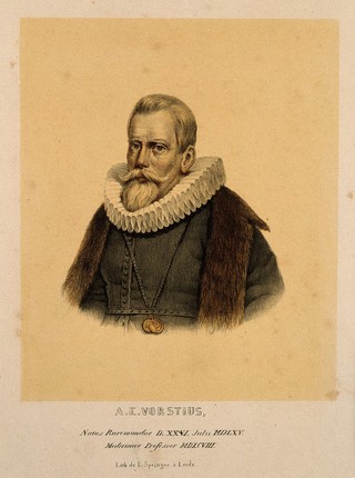 Aelius Everhardus Vorstius. Coloured lithograph.