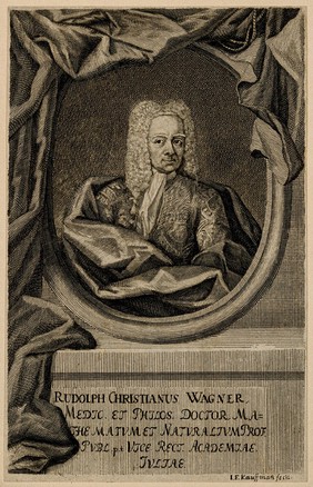 Rudolph Christian Wagner. Line engraving by J. F. Kauffmann, ca. 1720.