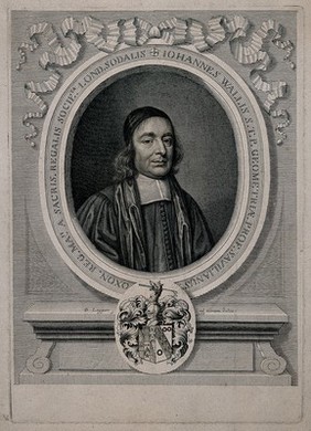 John Wallis. Line engraving by D. Loggan, 1678, after himself.