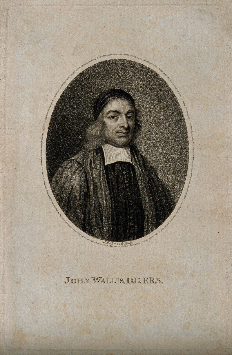 John Wallis. Stipple engraving by J. Hopwood after G. B. Cipriani., by Giovanni Battista Cipriani