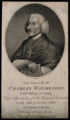 view Charles Walmesley. Stipple engraving by G. Keating.