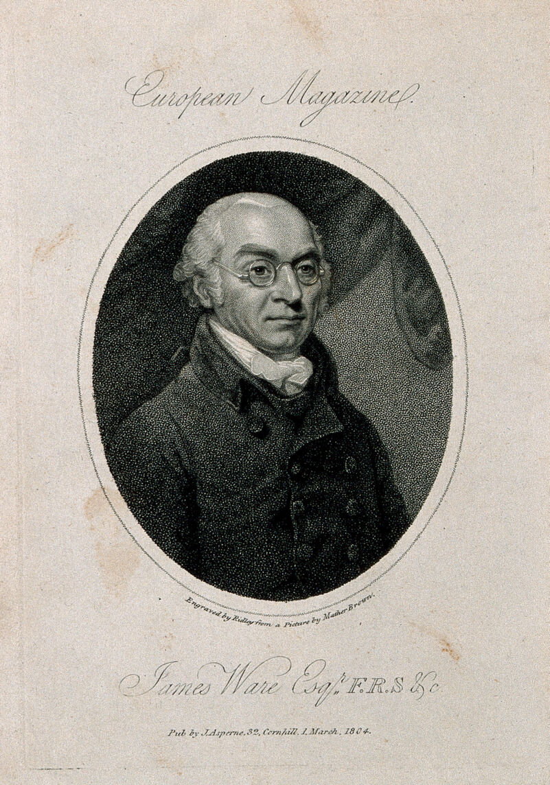 James Ware. Stipple engraving by W. Ridley, 1804, after M. Brown., 1804, by Mather Brown