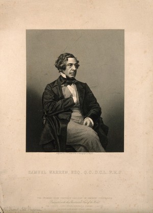 view Samuel Warren. Engraving by D. J. Pound, 1860, after J. Mayall.