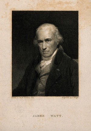 view James Watt. Stipple engraving by T. Wright, 1830, after Sir W. Beechey.