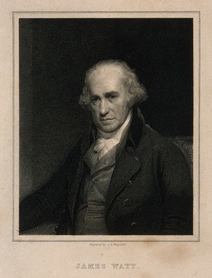 view James Watt. Stipple engraving by C. E. Wagstaff, 1845, after Sir W. Beechey.