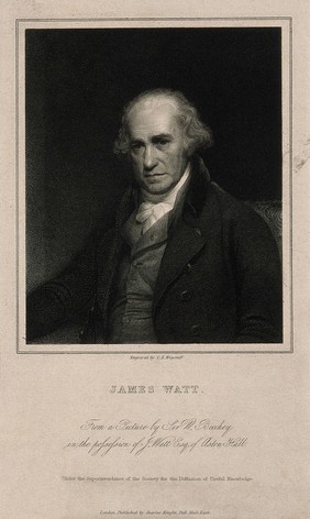 James Watt. Stipple engraving by C. E. Wagstaff, 1845, after Sir W. Beechey.