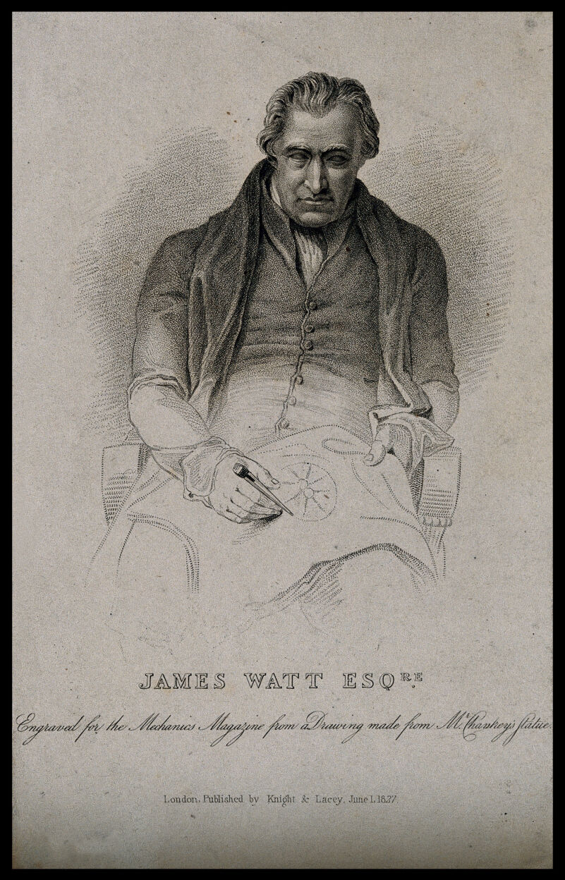 James Watt. Stipple engraving, 1827, after Sir F. Chantrey., by Francis Legatt Chantrey