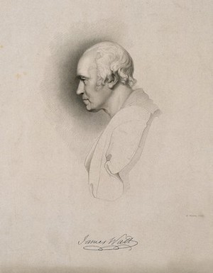 view James Watt. Stipple engraving by E. Finden after Sir F. Chantrey, 1832.
