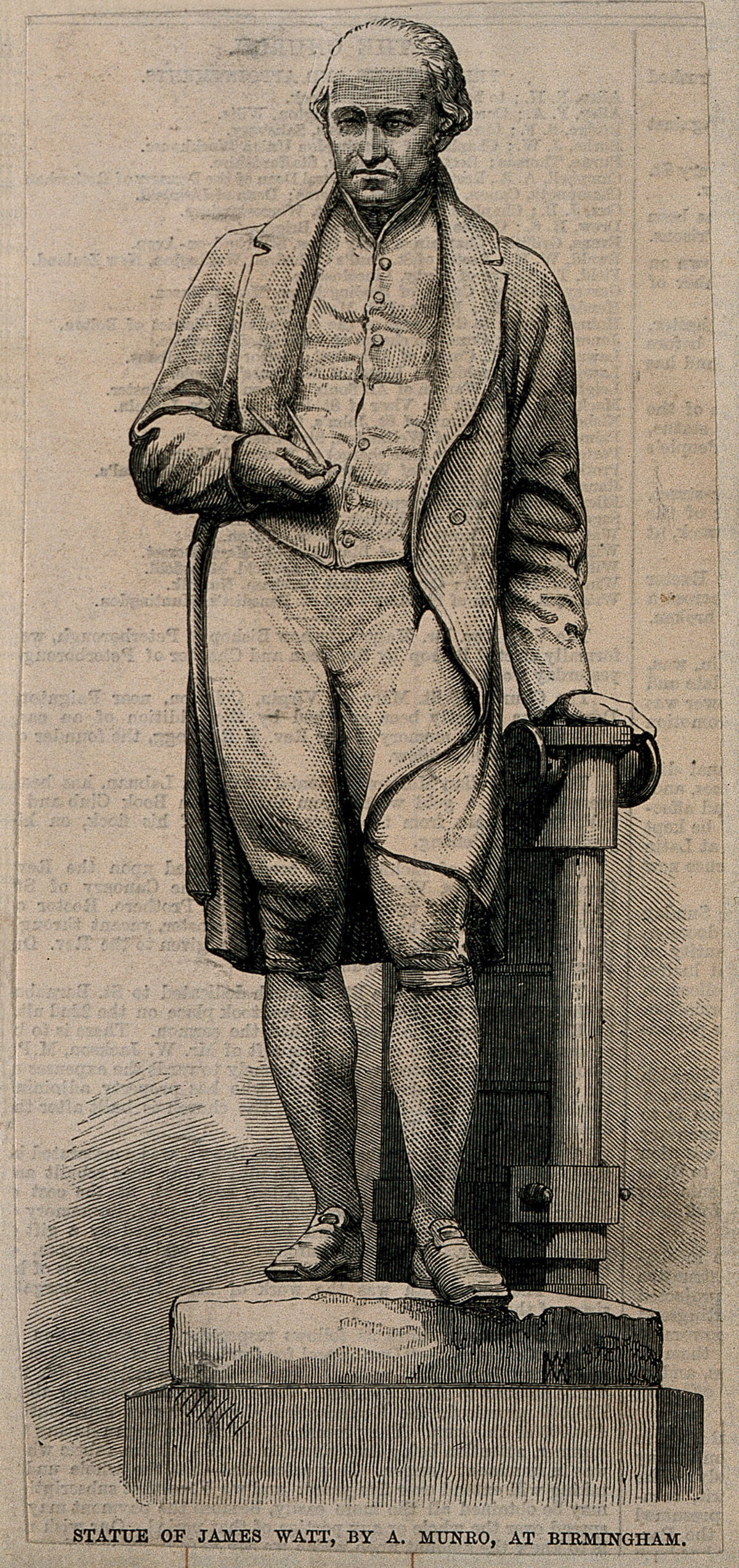 James Watt. Wood engraving by [M. W.] after A. Munro., by Alexander Munro