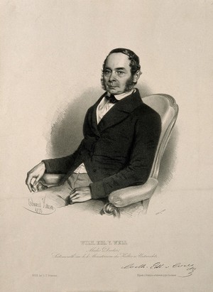 view Wilhelm, Edler von Well. Lithograph by E. Kaiser, 1850.