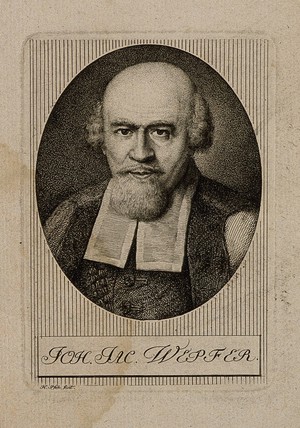 view Johann Jakob Wepfer. Engraving by H. Pfenninger.