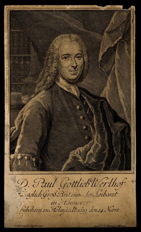 Paul Gottlieb Werlhof. Line engraving by J. M. Bernigeroth, 1742.