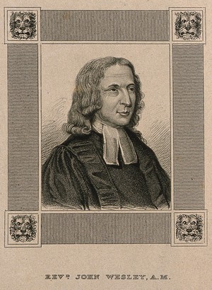 view John Wesley. Stipple engraving, 1824, after J. Zoffany, 1760.