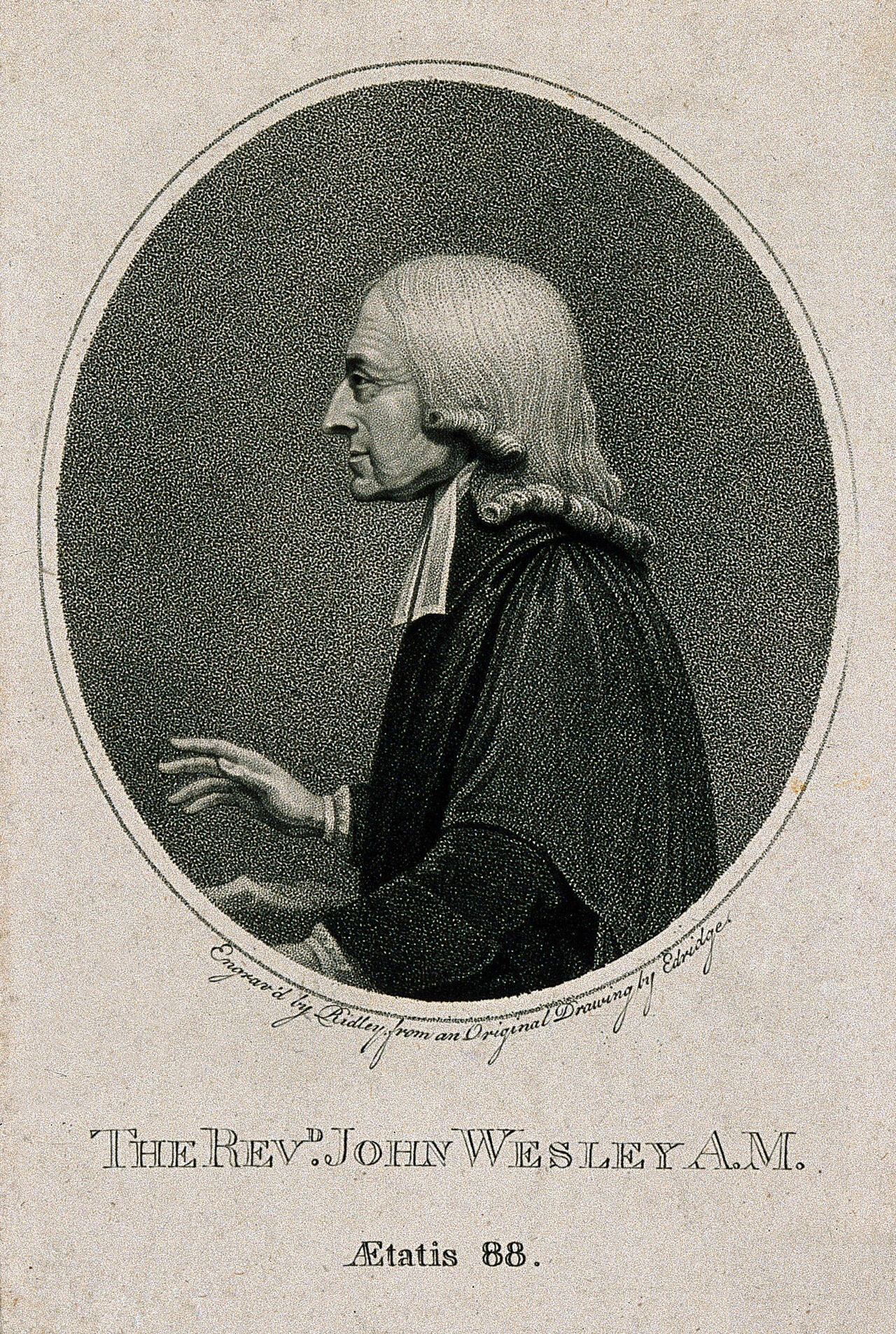 John Wesley. Stipple engraving by R. Hancock, 1790, after J. Miller., by Robert Hancock